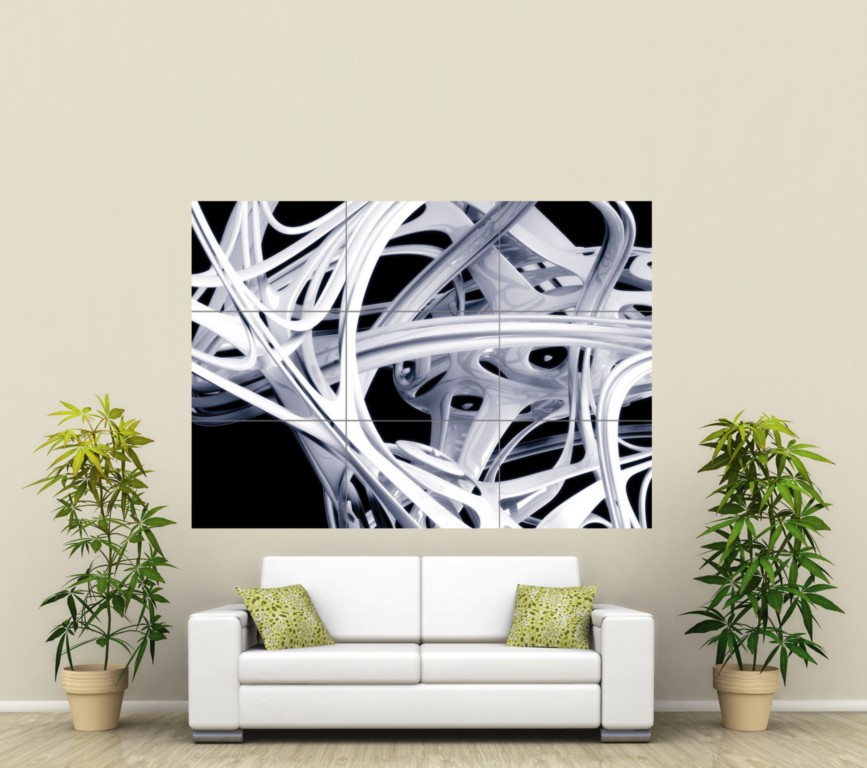 ABSTRACT 3D ART WHITE GIANT PICTURE POSTER PRINT
