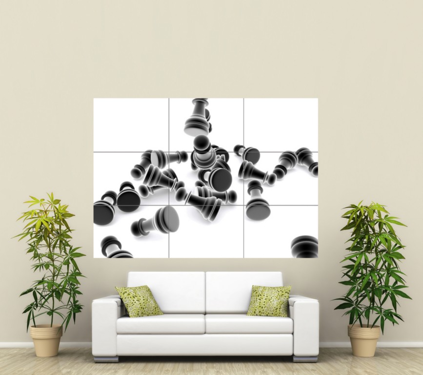 CHESS PIECES DIGITAL GIANT PICTURE POSTER PRINT