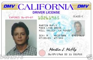 Tillbaka till framtiden Marty McFly körkort Prop Replika 1985