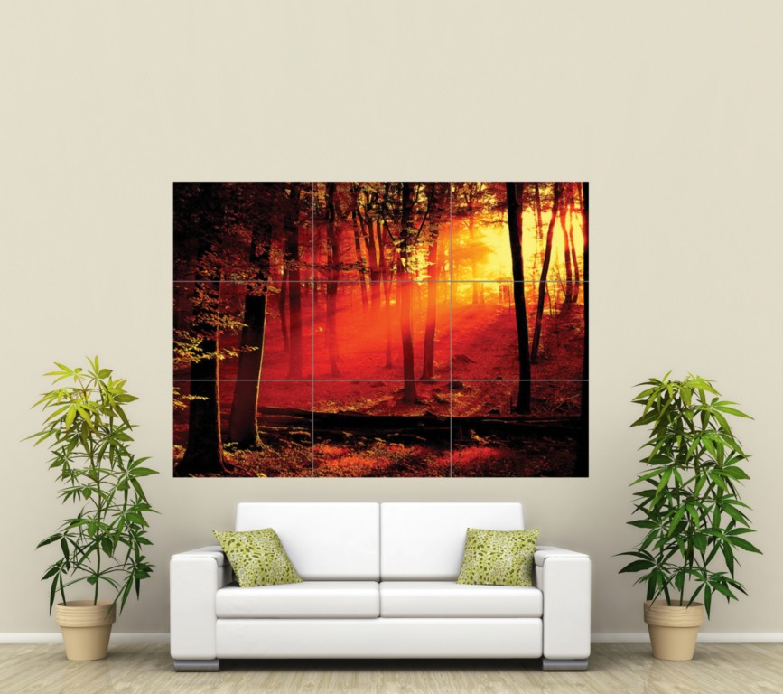 FOREST TWILIGHT CLEARING TREES GIANT POSTER