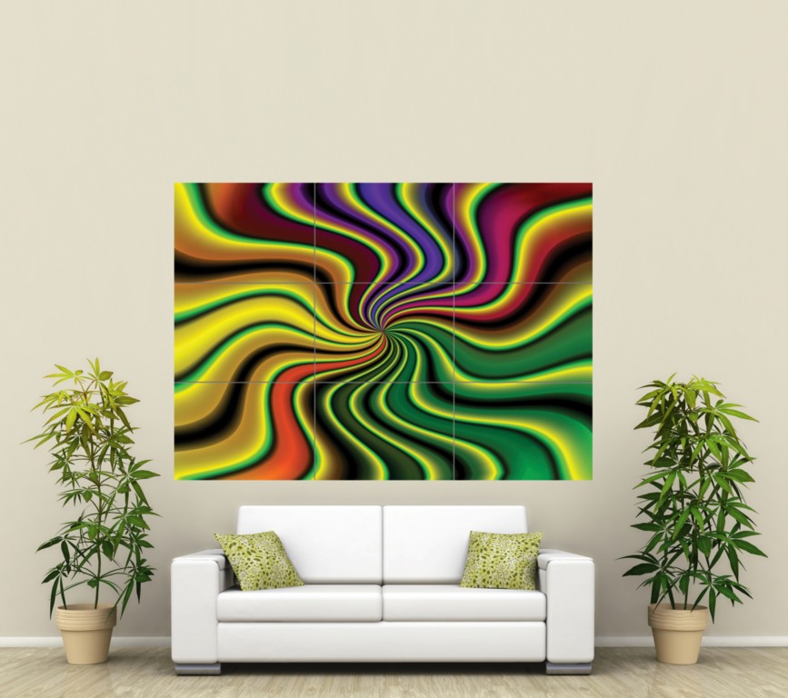 HIPPY TRIPPY RAVE NEON GIANT PICTURE POSTER PRINT ST045
