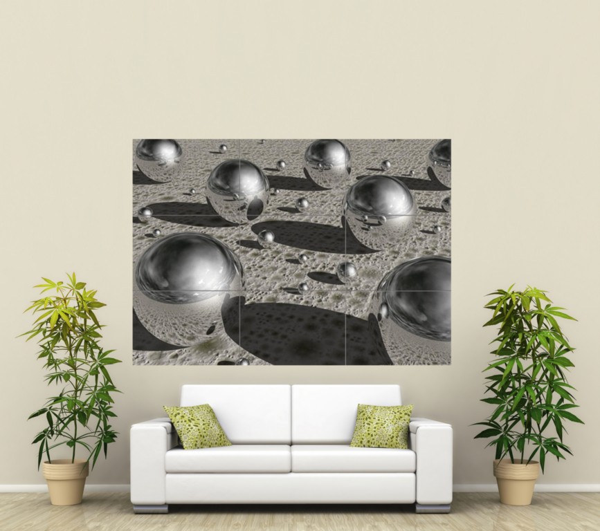 METAL MARBLES SPHERES GIANT PICTURE POSTER PRINT